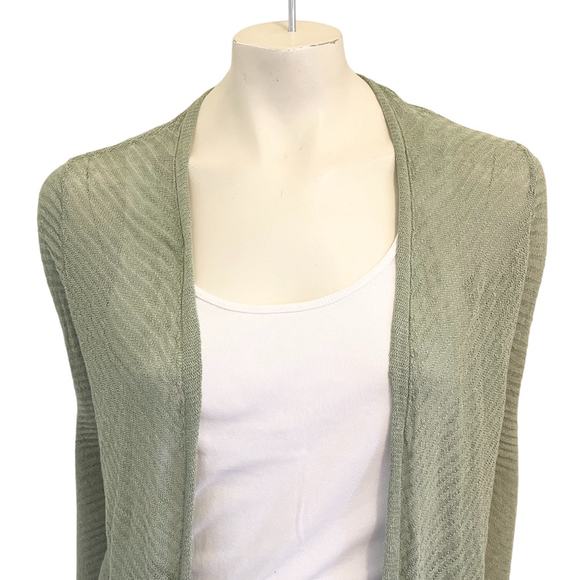 EILEEN FISHER Hemp Blend Textured Knit Long Open Cardigan in Sage Green SZ XS - Picture 4 of 10